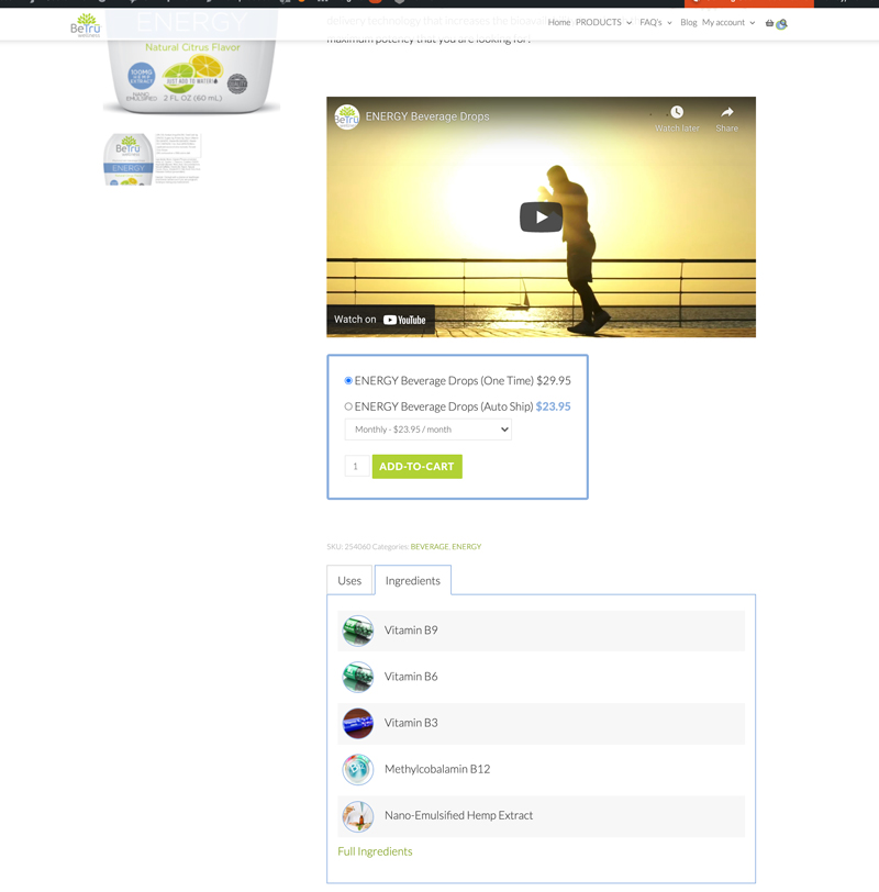 DesignInk Digital designed ustom web dev elements for Be Tru Wellnesses ecommerce wellness site