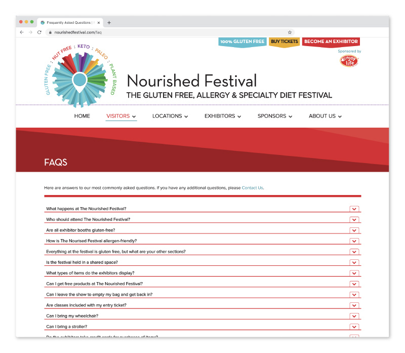 Custom elements for thsi integrated website build for Nourished festival by Design Digital Solutions