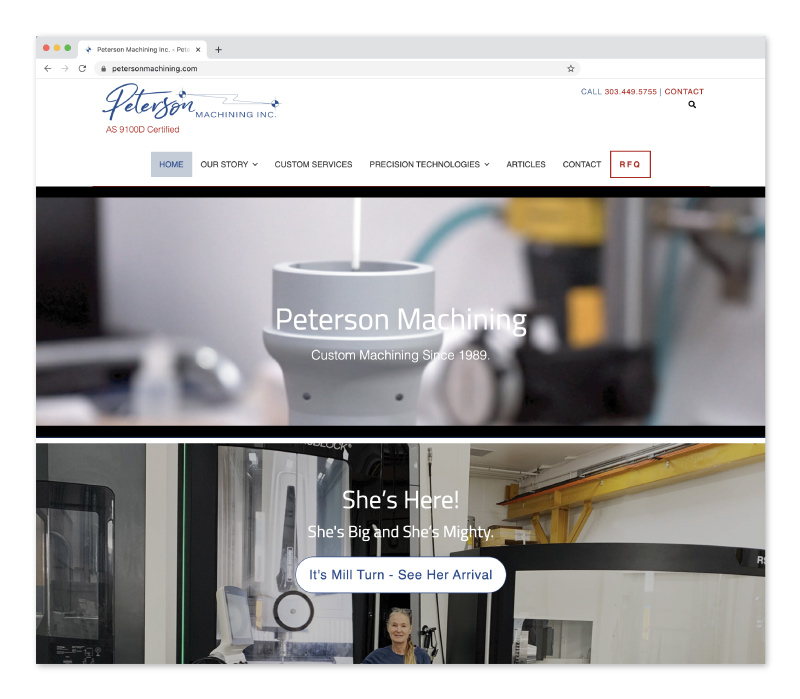 Portfolio demonstration of Peterson Machining Inc by DesigniNk Digital Solutions