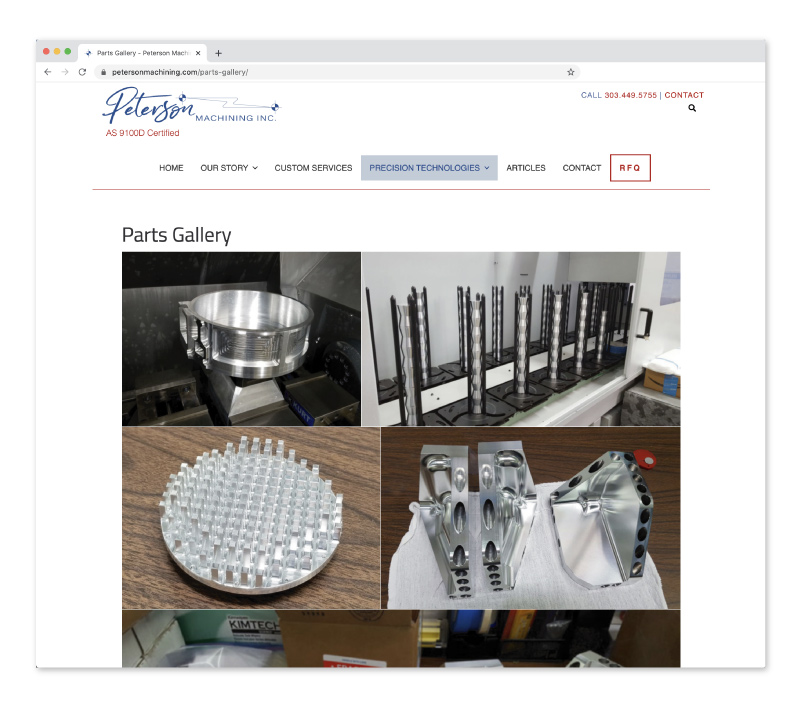 Portfolio items of Peterson Machining Inc by Designink Digital solutions in Boulder Colorado