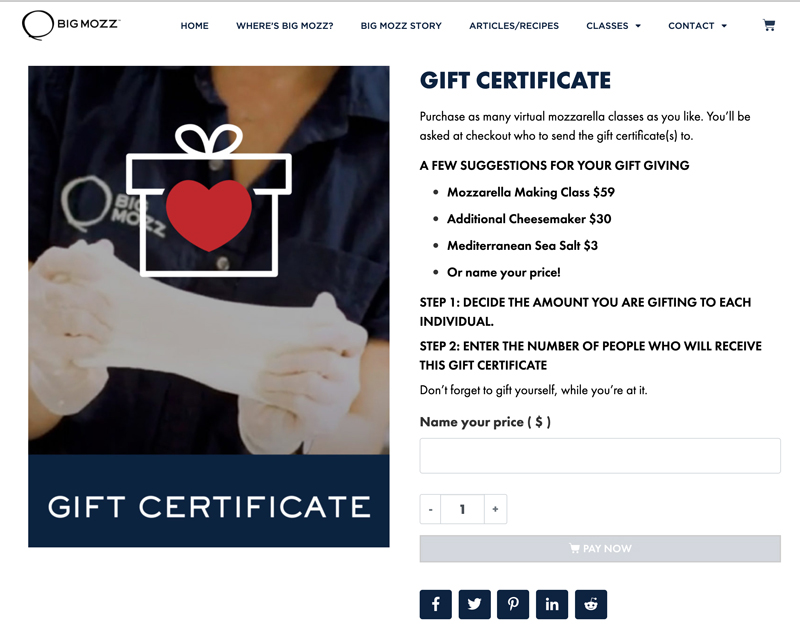 Custom web dev elements include gift certificates and coupons featured in Big Moss from teh DesignInk portfolio
