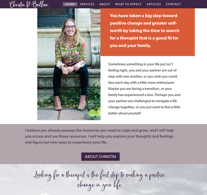 Website design in Boulder Colorado with Ingrid DiPaula for Christin Bellian