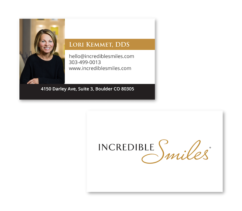 Print design and collateral for professionals Dr. Lori Kemmet of Incredible Smiles