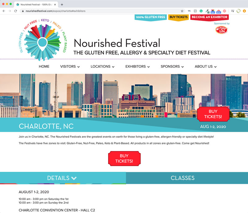 nourished festival logo and interactive rebranded website - Jen Cafferty vegan and gluten free festivals Events and special speakers