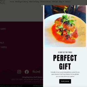 Chef Greg Montana Pop-Up advertising Gift special - showing photo of tasty salmon