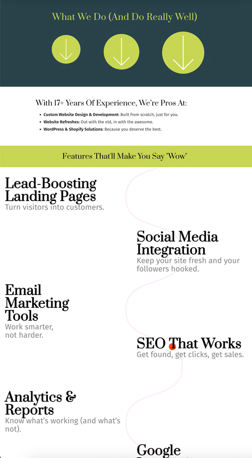 LAnding Pages to link to showing DesignINk Digital's landing page for digital marketing